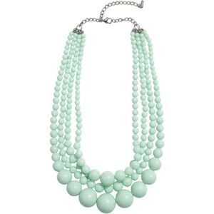 Mint Green Multi Strand Statement Necklace Bib Style Beaded Pastel Jewelry Gift